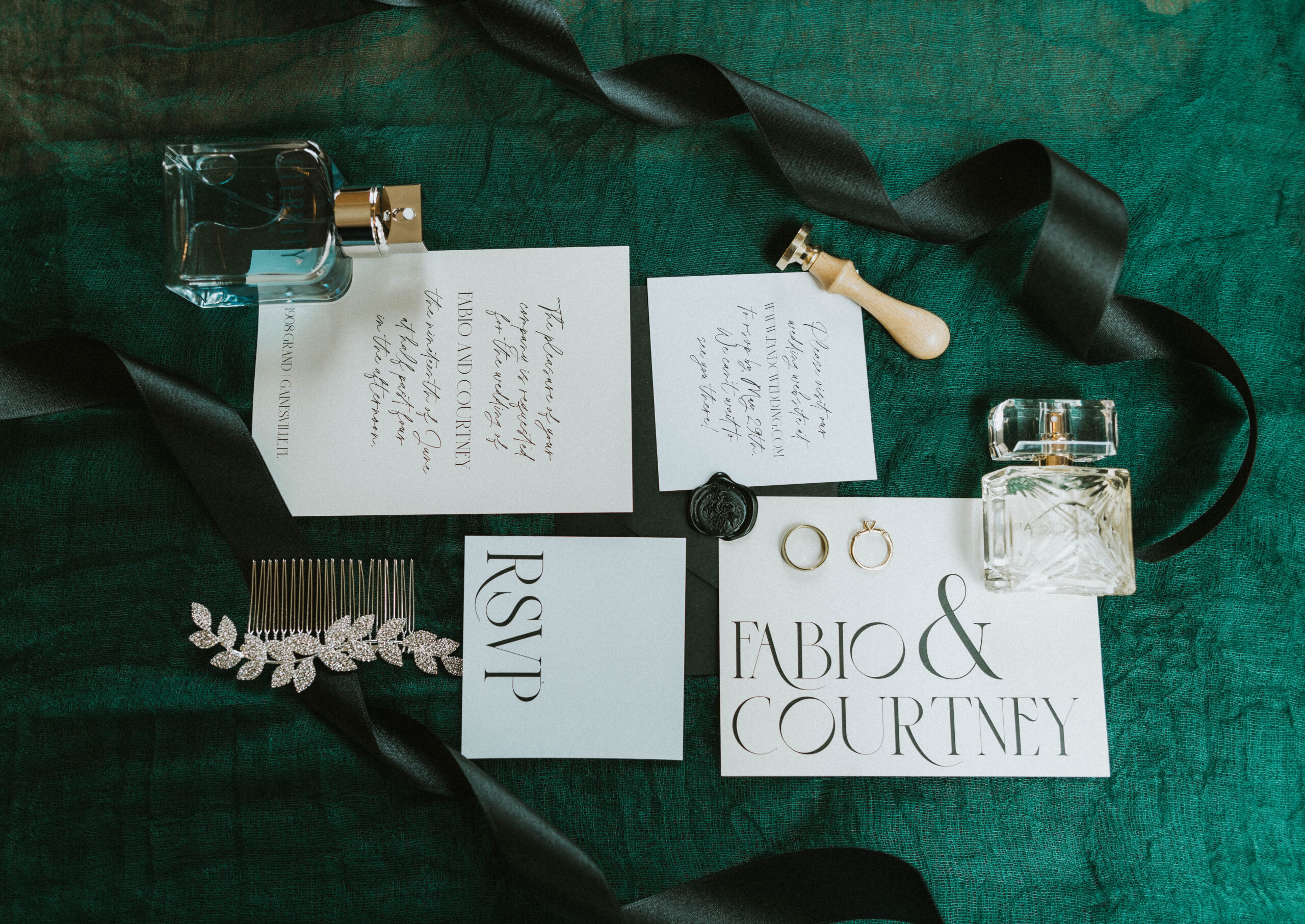 modern wedding day invitation suite designed by mercer and smith for a wedding in Gainesville Florida